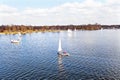 Aerial from sailing at Loosdrechtse plassen in Netherlands Royalty Free Stock Photo