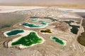 Aerial of salt lakes, natural landscape in Qinghai, China