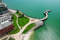 Aerial scene of Burlington Pier in Ontario, Canada on a fine day Royalty Free Stock Photo