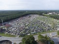 Aerial scene of the daytime sky at suburb town