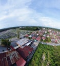 Aerial scene of the daytime sky at suburb town