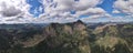 Aerial scene from huge rocky mountains region