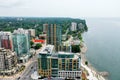 Aerial scene of the waterfront in Burlington, Ontario, Canada