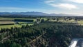 Aerial scenery of the agricultural fields around the Waimakariri Gorge