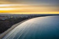 Aerial scenery of the Baltic Sea beach in New Port at sunset, Gdansk. Poland Royalty Free Stock Photo