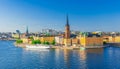 Aerial scenic panoramic view of Stockholm skyline with Old town Gamla Stan Royalty Free Stock Photo