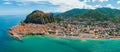 Aerial scenic view of the Cefalu, medieval village of Sicily island Royalty Free Stock Photo