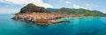 Aerial scenic view of the Cefalu, medieval village of Sicily island Royalty Free Stock Photo