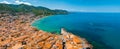 Aerial scenic view of the Cefalu, medieval village of Sicily island Royalty Free Stock Photo