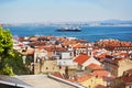 Aerial scenic view of central Lisbon, Portugal Royalty Free Stock Photo