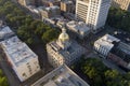 Aerial scenic view of downtown Savannah, Georgia with city hall in center