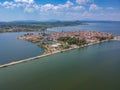 Aerial scenic view of the famous island - town of Aitoliko in Aetolia - Akarnania, Greece is situated in the middle of Messolonghi