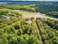 Aerial scenic view of Grand Canal in the Gardens of Versailles, Paris, France Royalty Free Stock Photo