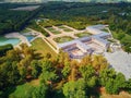 Aerial scenic view of Grand Trianon palace in the Gardens of Versailles, Paris, France Royalty Free Stock Photo