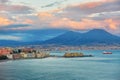 Aerial scenic view of Naples with Vesuvius volcano