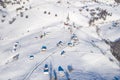 Aerial scenic rural view of the winter landscape from Fundata village in Romania at the bottom of Bucegi Mountains Royalty Free Stock Photo