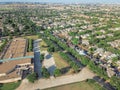 Aerial school district near residential houses in Irving, Texas, USA Royalty Free Stock Photo