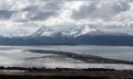 Aerial sea landscape view of Homer Spit in Kachemak Bay in Alaska USA Royalty Free Stock Photo