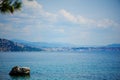 Aerial sea view from Miramare castle in Trieste, Italy