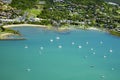 Aerial of seaside town in Whitsundays Australia