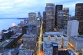 Aerial Seattle, Washington skyline at twilight Royalty Free Stock Photo