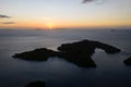 Aerial of Serene Sunset and Island of Yangeffo in Raja Ampat Royalty Free Stock Photo