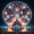 Aerial shells Large, spherical fireworks that explode Royalty Free Stock Photo