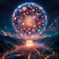 Aerial shells Large, spherical fireworks that explode Royalty Free Stock Photo