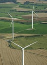 Aerial shoot of 3 wind turbines