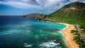 Aerial Shoot, Hawaii, Island Oahu, Pacific Ocean, Honolulu, Maunalua Bay, Kahauloa Cove, Hanauma Bay Royalty Free Stock Photo