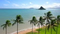 Aerial Shoot, Island Oahu, Hawaii, Pacific Ocean, Kualoa Regional Park, Kualoa Ranch, Kualoa Point