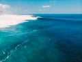 Aerial shooting of big wave surfing in Bali. Big waves in ocean Royalty Free Stock Photo