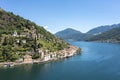 Aerial shooting with drone of the beautiful and picturesque Ticino town of Morcote