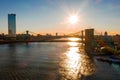 Aerial shot of the amazing Brooklyn bridge under the sunlight Royalty Free Stock Photo
