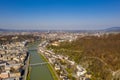 Aerial shot of the amazing cityscape of Salzburg in Austria