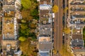 Aerial shot of Amsterdam buildings and streets