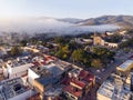 Aerial Shot of An ancient church in Jalpan de Serra, Queretaro. Mexico. Aerial Shot of Franciscan Mission of Jalpan