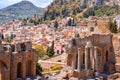 Aerial shot of Ancient Greek Theater Of Taormina Royalty Free Stock Photo