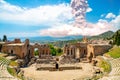 Aerial shot of Ancient Greek Theater Of Taormina Royalty Free Stock Photo