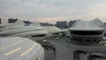 Aerial shot of the architecture of Meixi Lake International Culture and Art Center