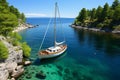 Yacht in the beautiful blue lagoon