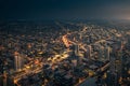 Aerial shot of the beautiful Chicago city illuminated with street lights at night Royalty Free Stock Photo