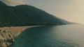 Aerial shot of the beautiful Mediterranean sea beach in Turkey. Oludeniz, Kidrak beach Royalty Free Stock Photo