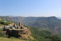 Aerial shot of the beautiful Tatev Monastery in Syunik Province, Armenia. Church in the nature