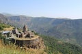 Aerial shot of the beautiful Tatev Monastery in Syunik Province, Armenia. Church in the nature