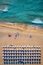 Aerial shot of beautiful turquoise beach Falasarna (Falassarna) in Crete, Greece. View of famous paradise sandy deep turquoise