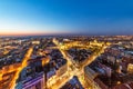 Aerial Shot of Belgrade by night. The center of Belgrade. Royalty Free Stock Photo