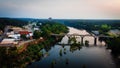 An aerial shot of the Bibbs Graves Bridge over the Coosa River in Downtown Wetumpka, Alabama Royalty Free Stock Photo