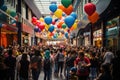 Aerial Shot of Black Friday Shopping Madness. Royalty Free Stock Photo