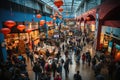 Aerial Shot of Black Friday Shopping Madness. Royalty Free Stock Photo